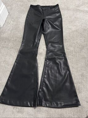 Blank NYC Black Faux Leather Flare Pants